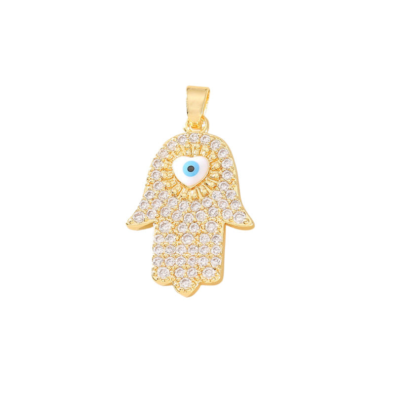 Wholesale Gold Plated Copper Eye Pendant Necklace with Zircon - Trendy Jewelry Accessory for Women