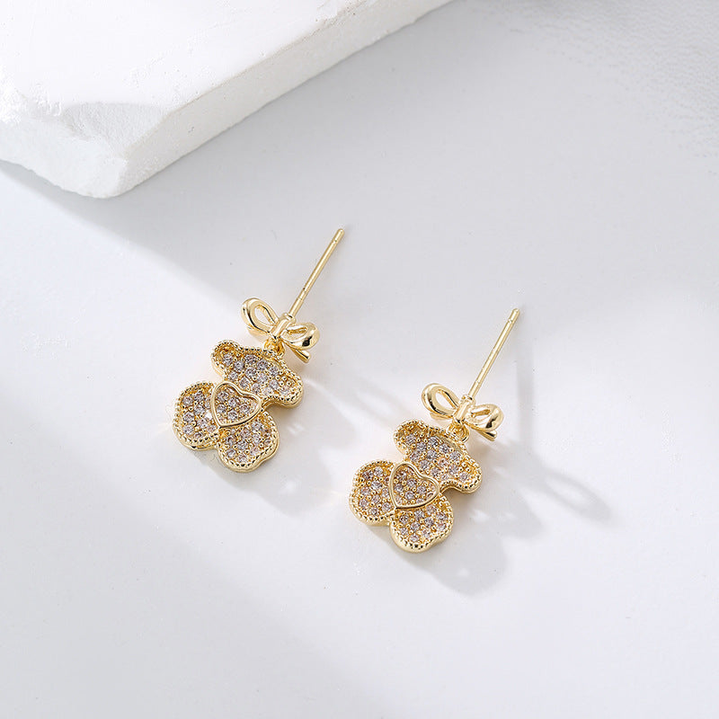Wholesale cute earrings copper plated real gold earrings
