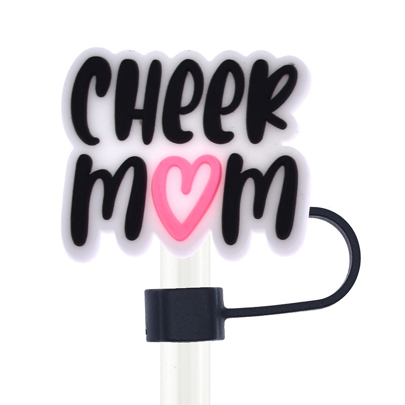 Wholesale Random Color 100pcs Cheerleading MOM Straw Tube Cap 10mm Soft Glue Straw Decoration Straw Cover ACC-SCR-RYY026