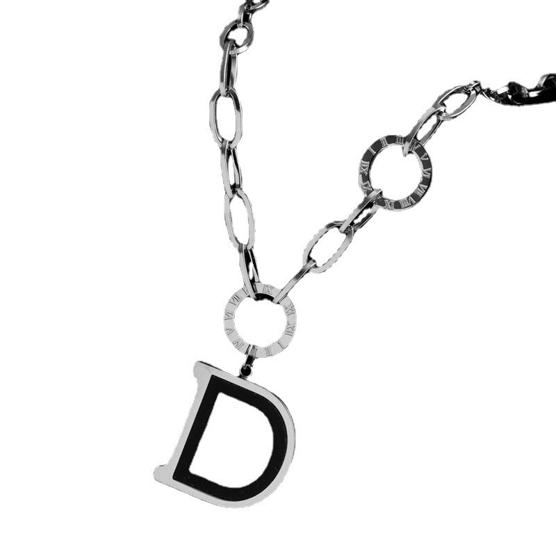Wholesale  letter D titanium steel sweater chain light luxury long necklaces