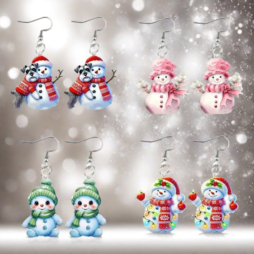 Wholesale Christmas Snowman Winter Sonata Acrylic Earrings
