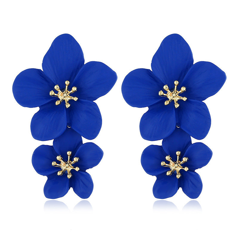 Wholesale  Fresh Flower Earrings Women's Bohemian Double-layer Long earring