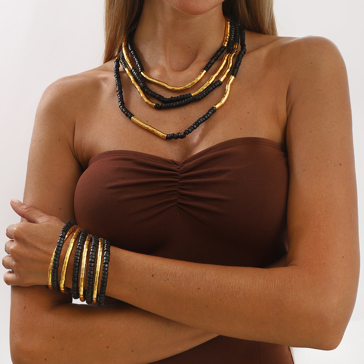 Collana con bracciale impilabile multistrato Street Punk all'ingrosso