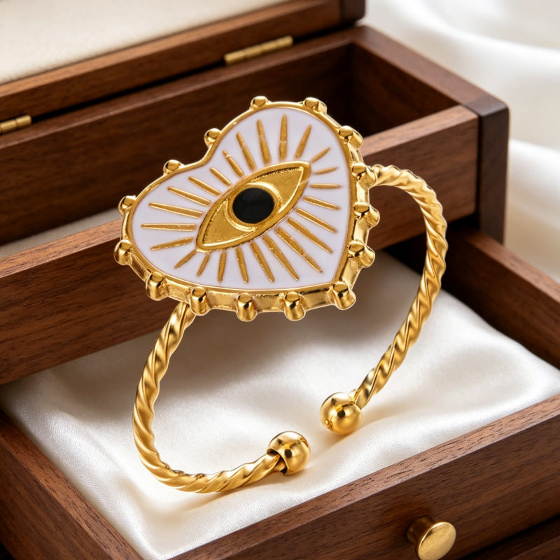 Wholesale Oil Drop Heart Crown Ring Stainless Steel Fashion Accessory Gift
