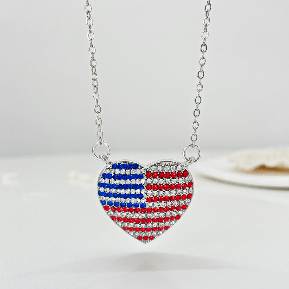 Wholesale  US Independence Day Flag Pendant Necklace