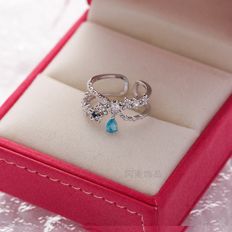 Wholesale Micro-set Love Flower Open Ring Sparkling Diamond Zircon Ring ACC-RS-Gangm002