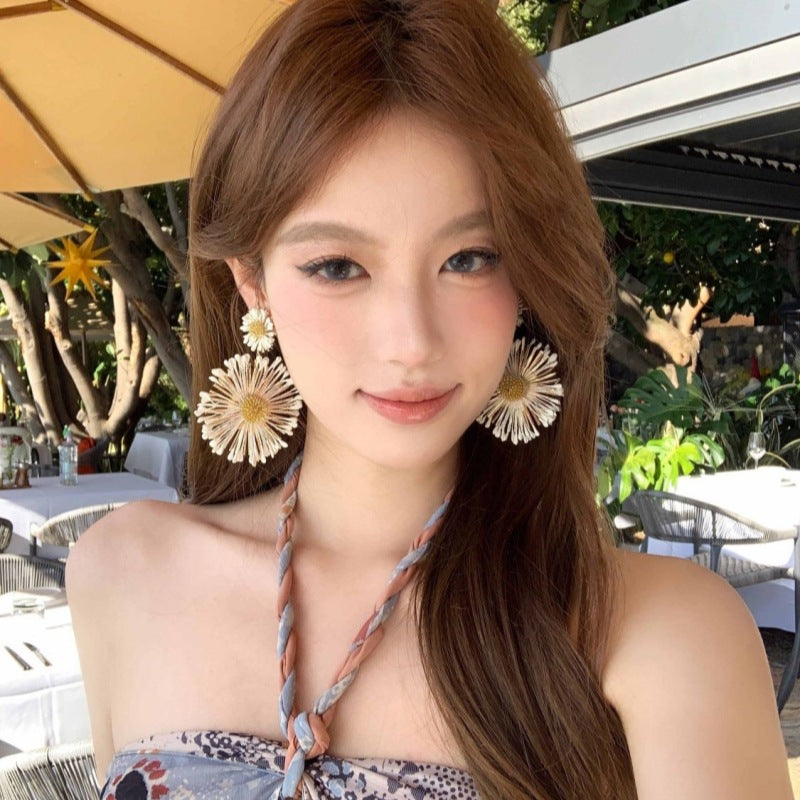 Wholesale  Sunflower Earrings Exaggerated Earrings