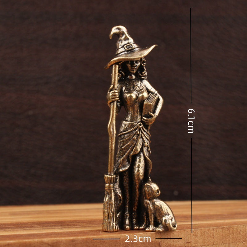 Wholesale Brass Moon Broom Witch Ornament American Style Decorative Resale