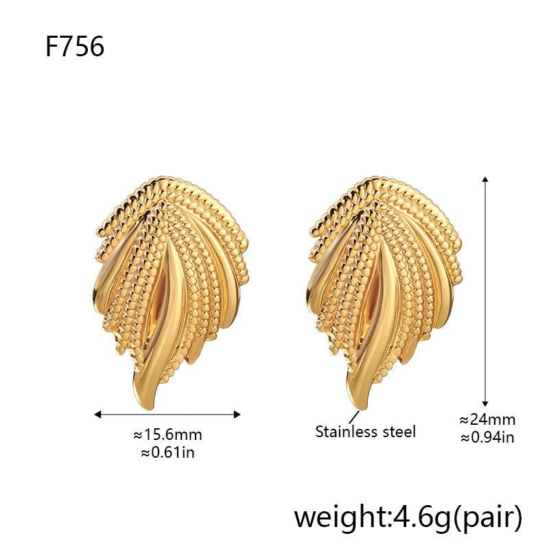 Wholesale Gold Plated Stainless Steel Wing Earrings Fashion Design for Everyday Wear or Gift