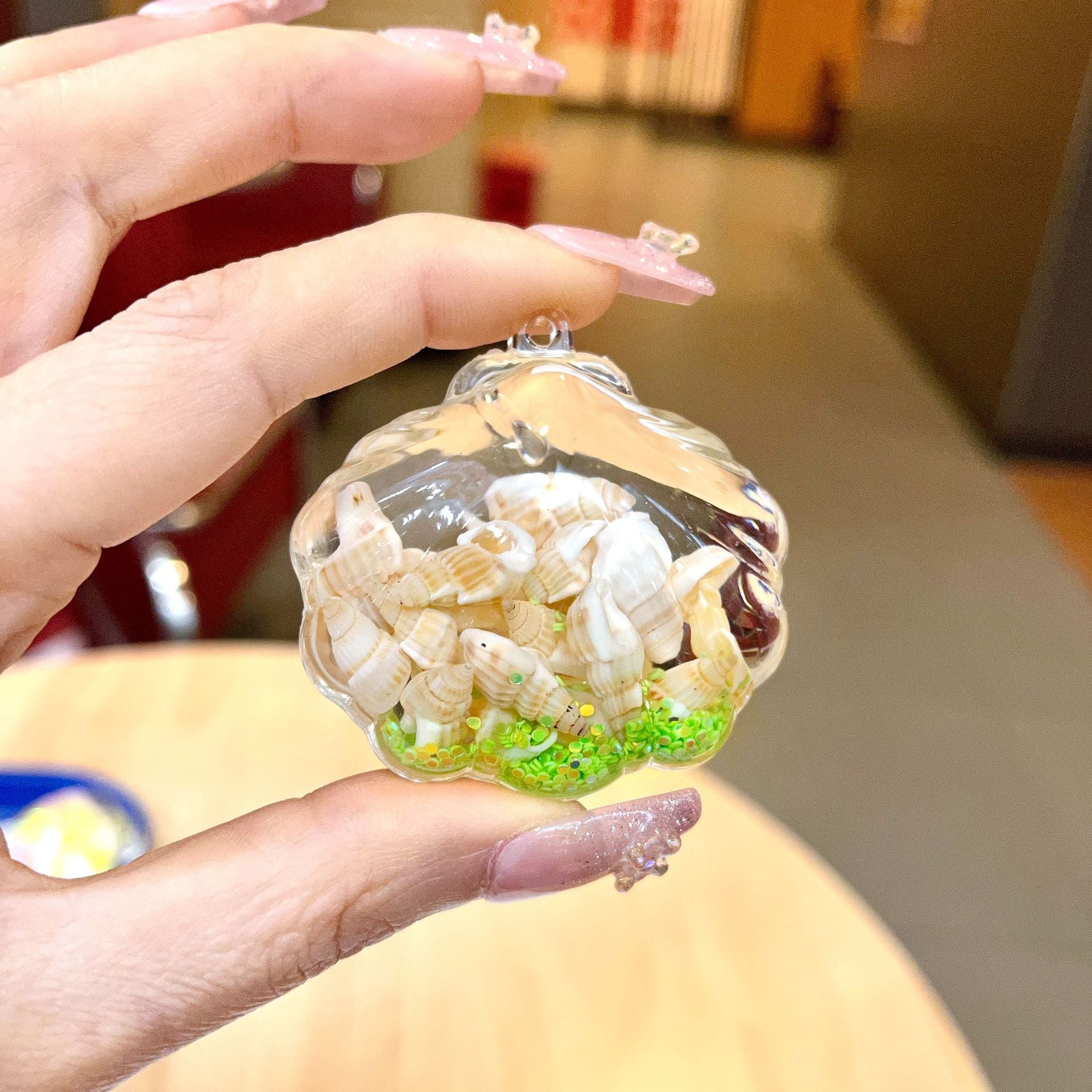 Wholesale Colorful Shell Conch DIY Quicksand Keychain Ocean Pendant Bag Charm Small Gift Accessories