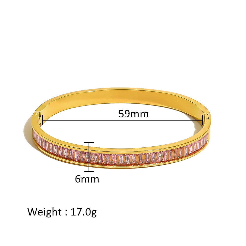 Wholesale Stainless Steel 18K Gold Plated Geometric Star Flower Zircon Bracelet
