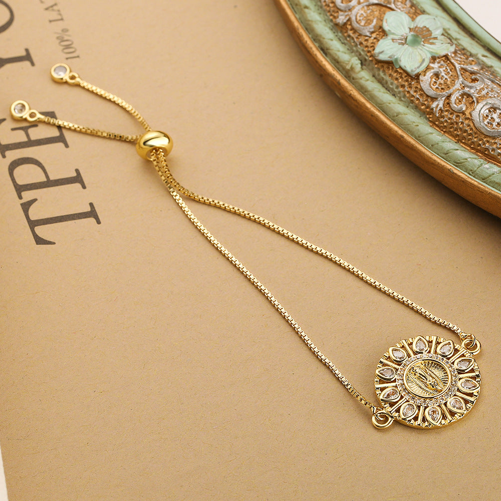 Wholesale Virgin Mary Zircon Copper Bracelet ACC-BT-AG002