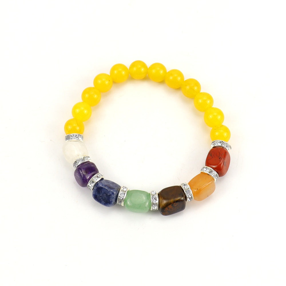 Wholesale Colorful Agate Micro-Paved Diamond Synthetic White Pine Tiger Eye Stone Pink Chalcedony Volcanic Stone Beaded Bracelet