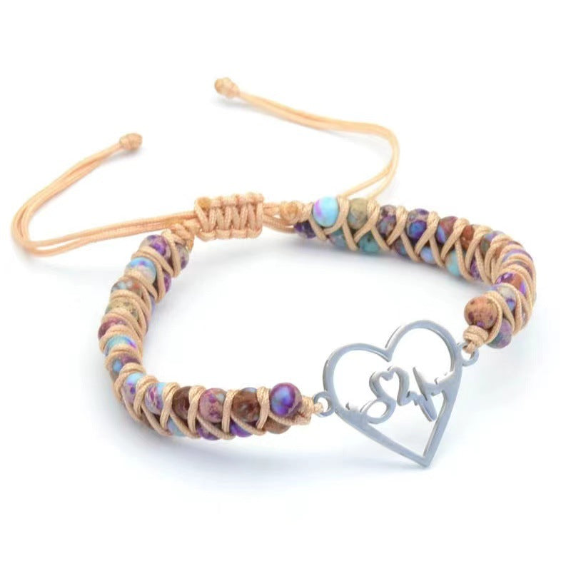 Wholesale Hand-woven double-layer purple flower emperor stone bracelet