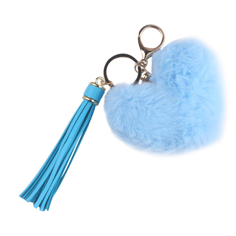 Wholesale Heart Shaped Fur Ball Tassel Keychain Pom Pom ACC-KC-GuangTian057