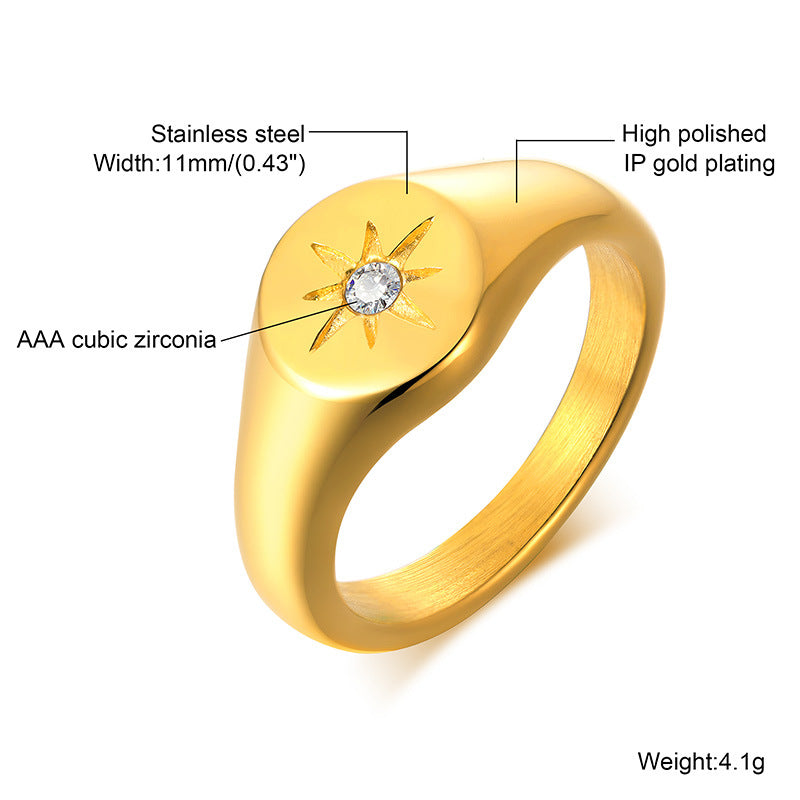 Wholesale Stainless Steel Zircon Ring Gold Heart Shape Ring ACC-RS-HuaLanXin004