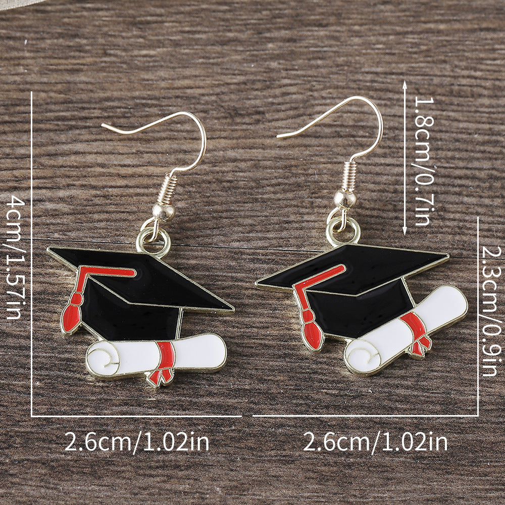 Wholesale  graduation season bachelor hat pendant earrings