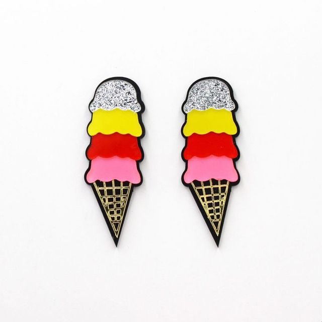 Wholesale Y2K Acrylic Pizza Ice Cream Cake Milk Tea Fried Egg Donut Peanut Butter Sushi Cookie Earrings