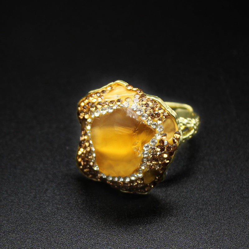 Wholesale Light Luxury Natural Amethyst Original Stone Ring