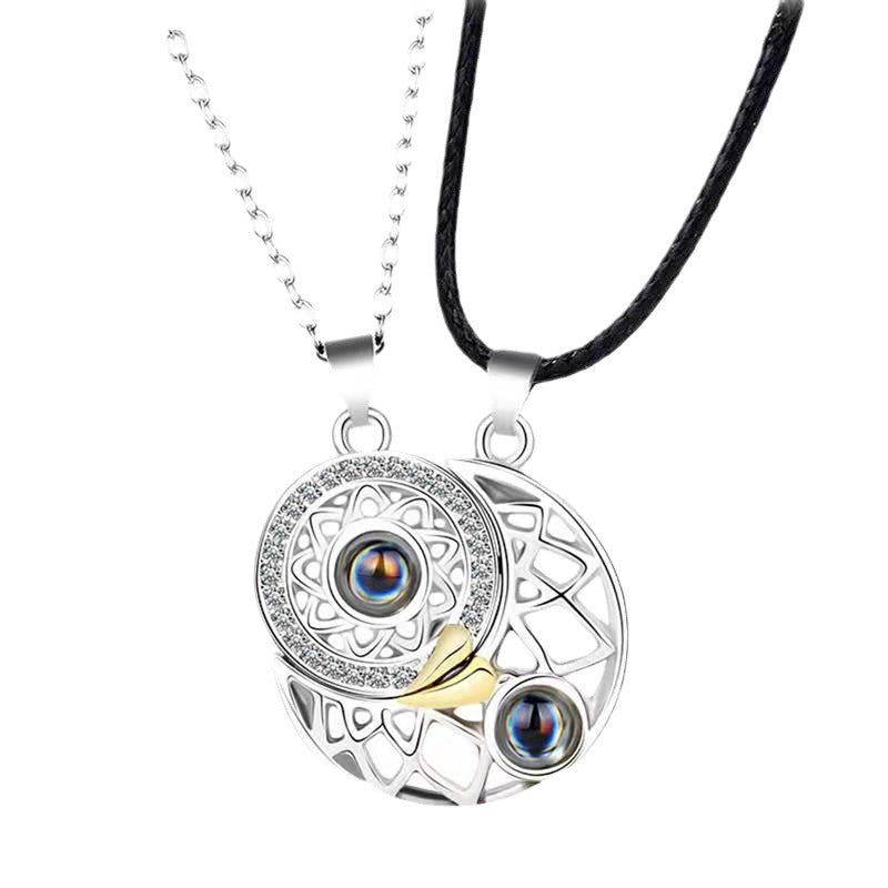 Wholesale 2pcs Sun and Moon Magnetic Projection Necklace Alloy Chain Clavicle Chain Choker Necklace ACC-NE-JiuS014