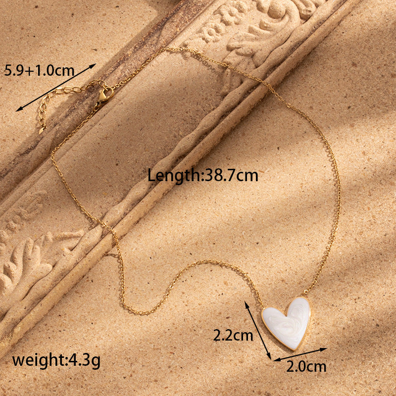 Wholesale Titanium steel simple all-match  oil painting love light luxury necklaces