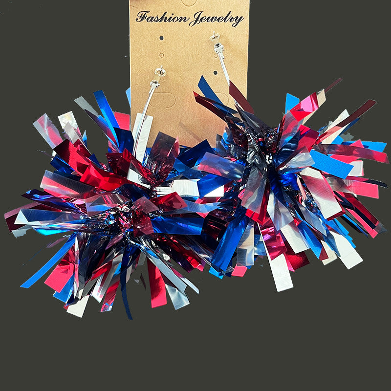 Wholesale 2 Pairs/pack American Independence Day Sparkling Earrings Large Ball Fireworks Acrylic Earrings ACC-ES-HY070