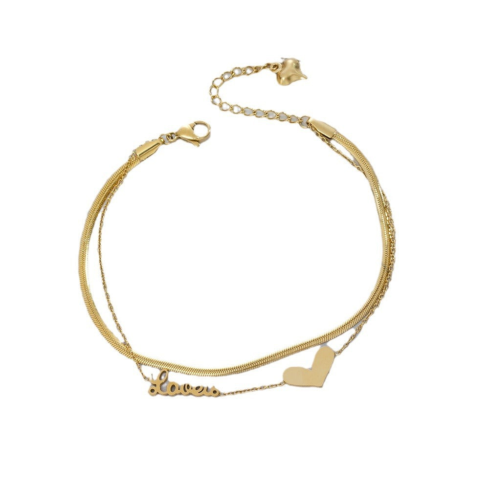 Wholesale Love Design Gold Plated Titanium Steel Bracelet Fashion Jewelry Gift