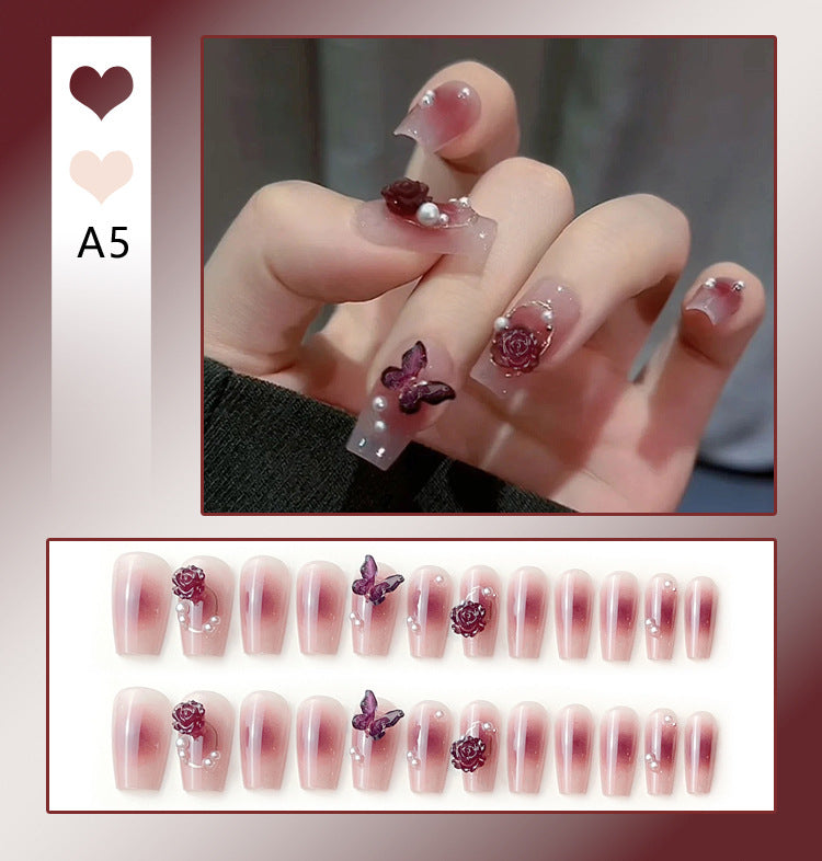 Wholesale 24 Pieces/box Diamond Butterfly Glitter Nail Art Press-on Nails Kits Nail Stickers ACC-NS-DiNa002