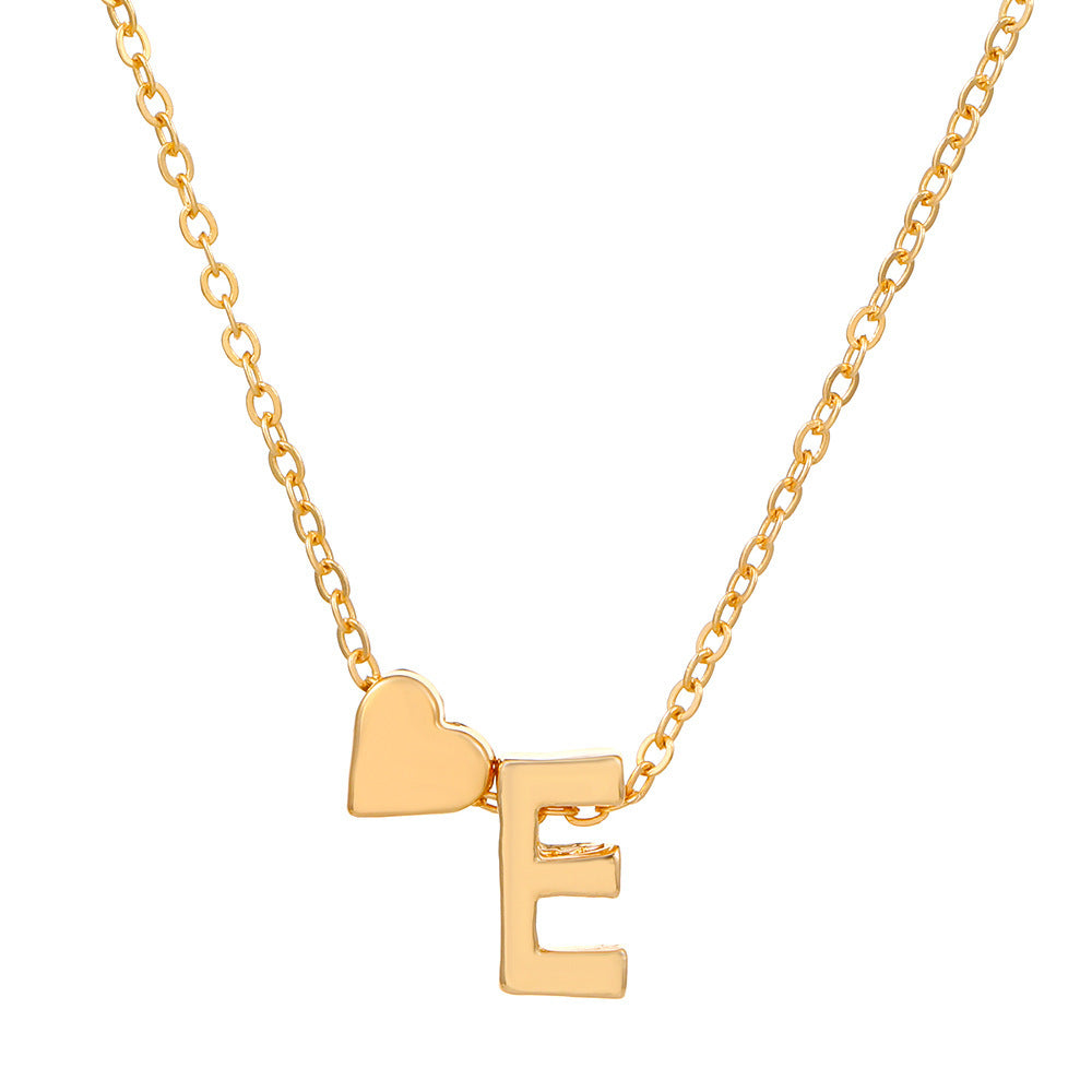 Wholesale Heart-shaped 26-letter English alphabet pendant necklace
