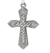 Wholesale Stainless Steel Long Hip Hop Heart Cross Rhinestone Necklace For Boutique Resale