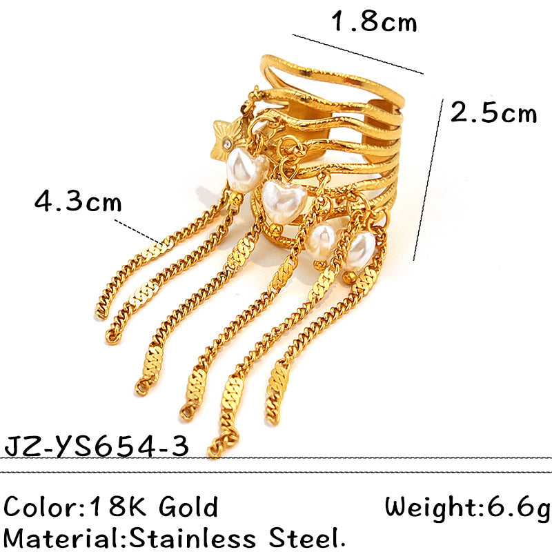 Wholesale Stainless Steel 18K Gold-Plated Tassel Ring