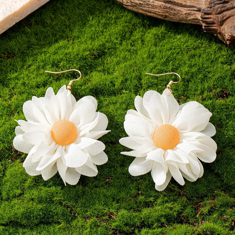 Wholesale  Bohemian Style Egg Flower Textile Fabric Earrings