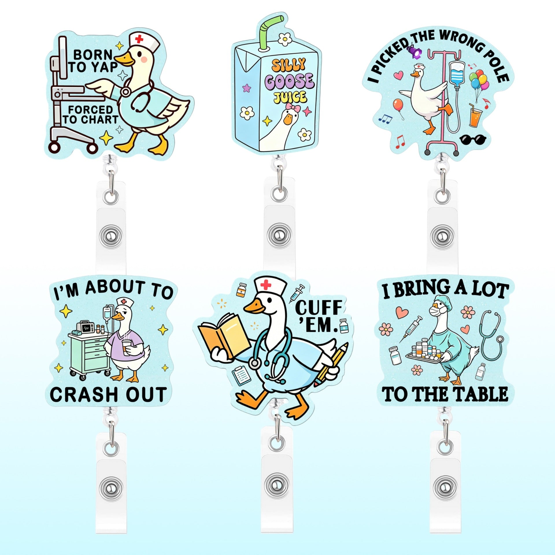 Wholesale Plastic Retractable Badge Reel Funny Duck Design For Nurses Medical Students Gift