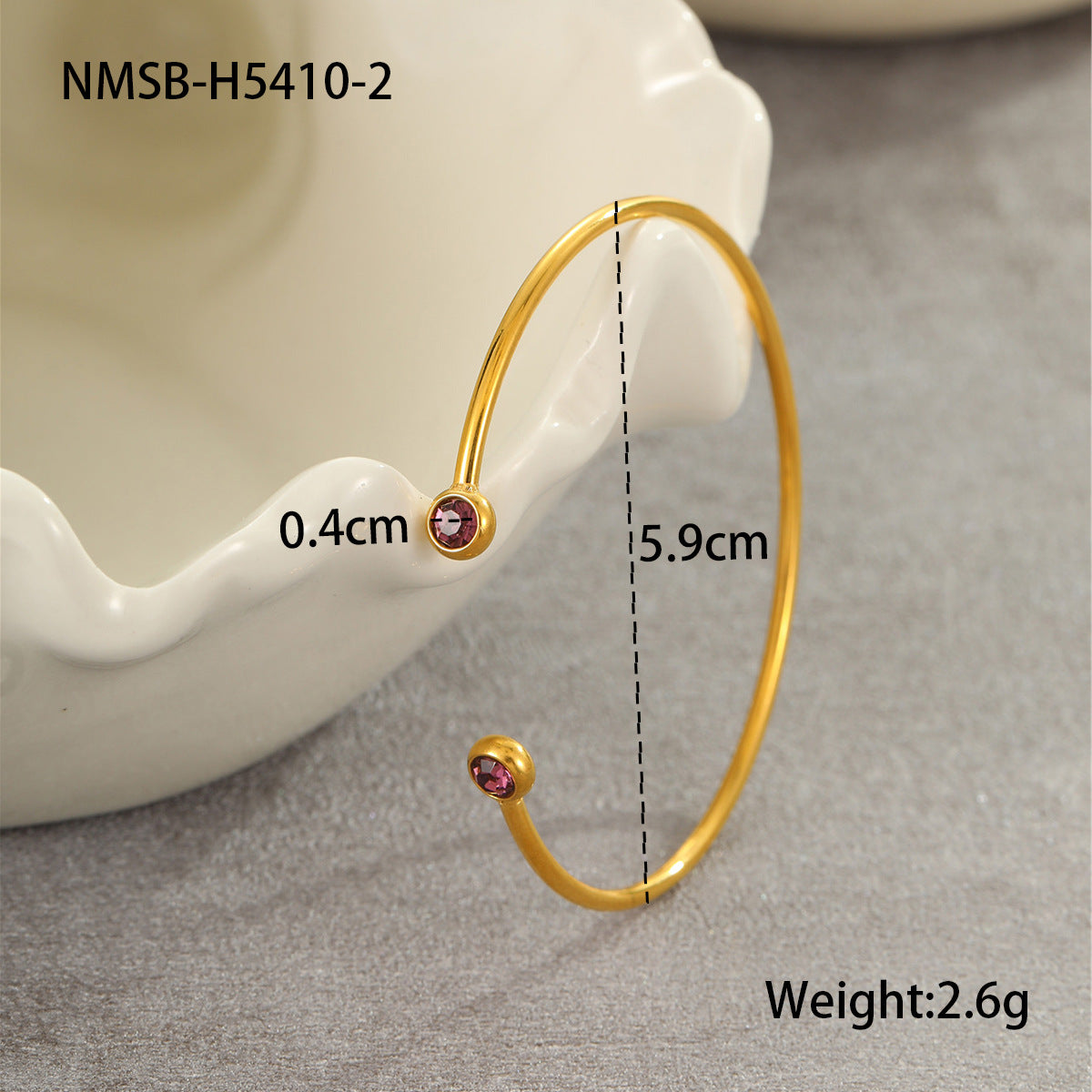 Wholesale 18K gold-plated C-ring inlaid with zircon stainless steel bracelet