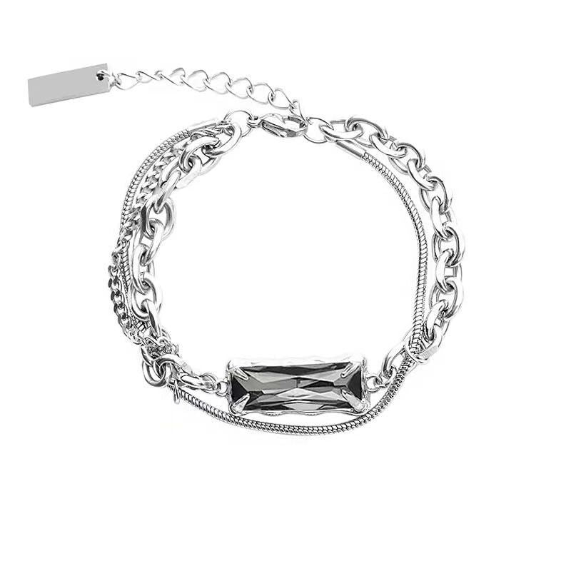 Wholesale Geometric Snake Bone Bracelet Titanium Steel Zircon Chain Jewelry Accessory Unisex
