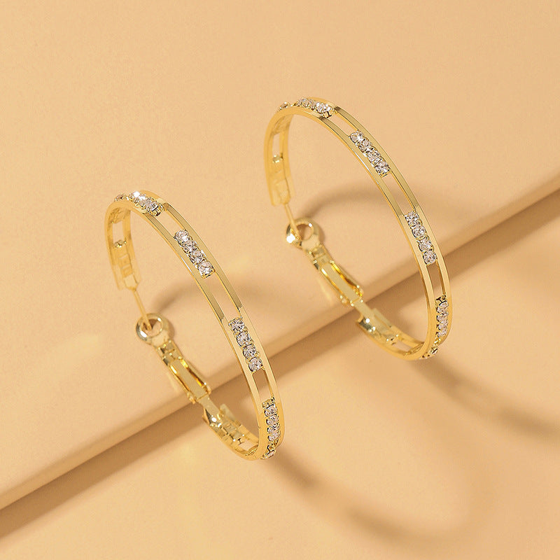 Wholesale Silver Needle  Diamond Circle Ear Ring  Earrings