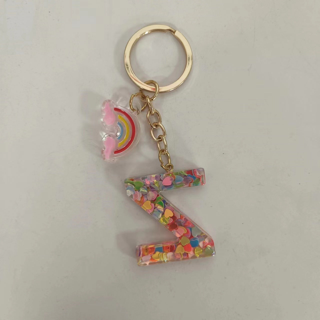 Wholesale Trendy Resin Alphabet Letter Keychains 26 A Z Iridescent Sequin Charm Set Party Gift Bag Charm Boutique Resale Accessory