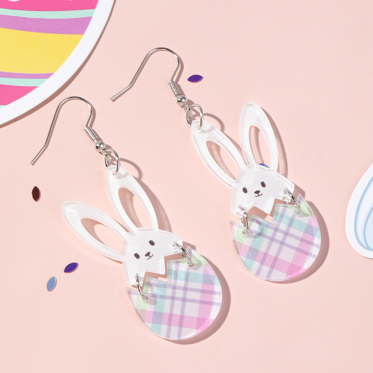 Wholesale Acrylic Easter bunny and egg earrings