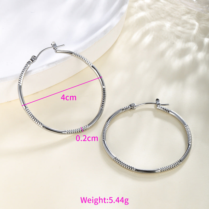 Wholesale Stainless steel heart-shaped large circle earrings