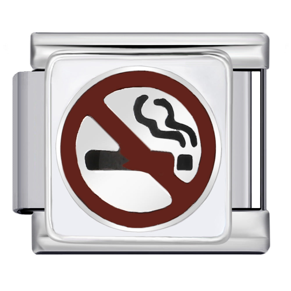 Wholesale 9mm Italian Charm Starter Bracelets DIY Prohibition Sign Stainless Steel Composable Bracelet