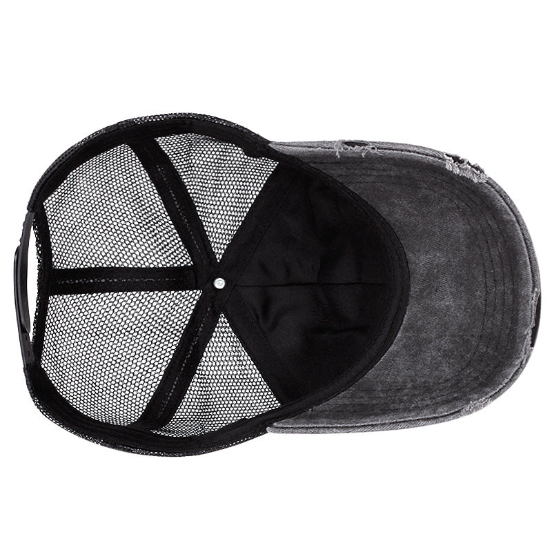 Wholesale  washed hole baseball cap outdoor sports cowboy cap