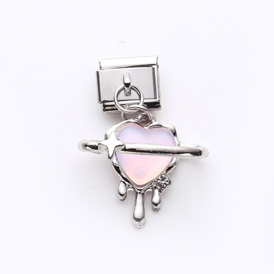 Wholesale 10pcs Love Butterfly Cat Pendant Italian Module DIY Stainless Steel Bracelet Accessories