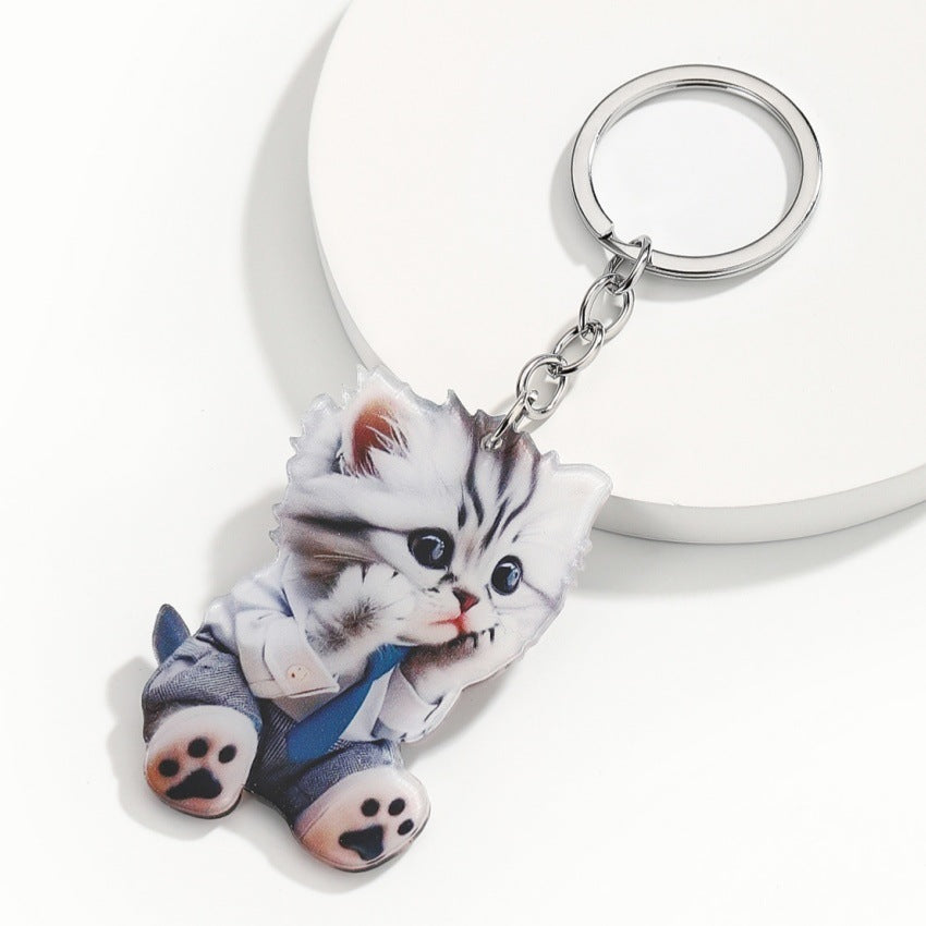 Wholesale Cute acrylic rocking chair kitten keychain