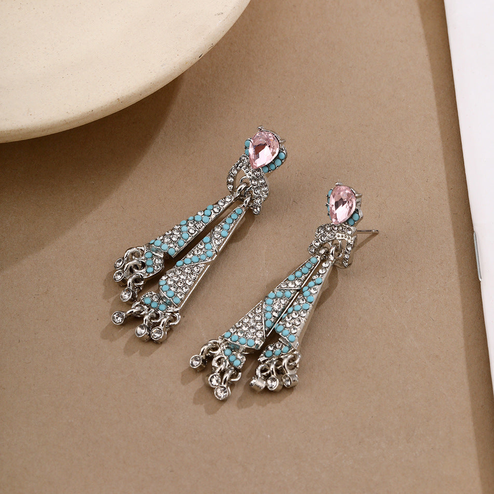 Wholesale Diamond-covered colored silk earrings
