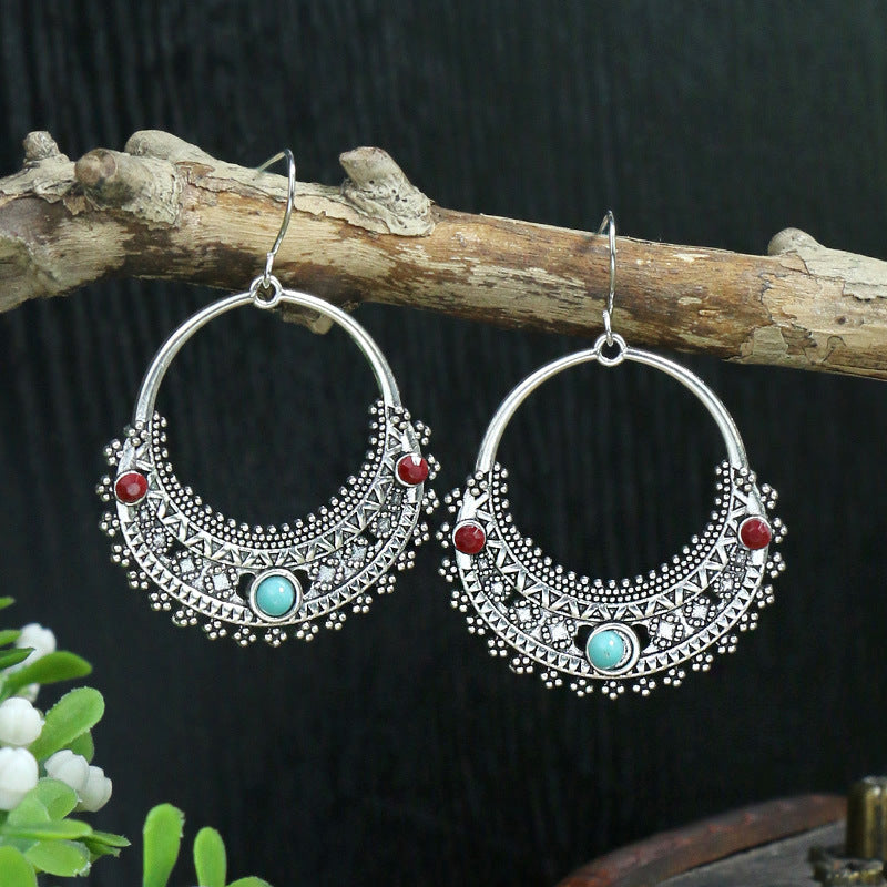 Wholesale Boho Vintage Long Acrylic Turquoise Earrings ACC-ES-MoMo007