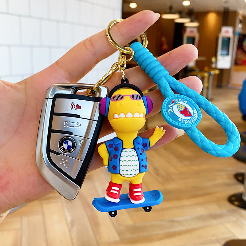 Wholesale Cartoon DJ Little Dinosaur Doll PVC Keychain Cute Keychain ACC-KC-ErLu010
