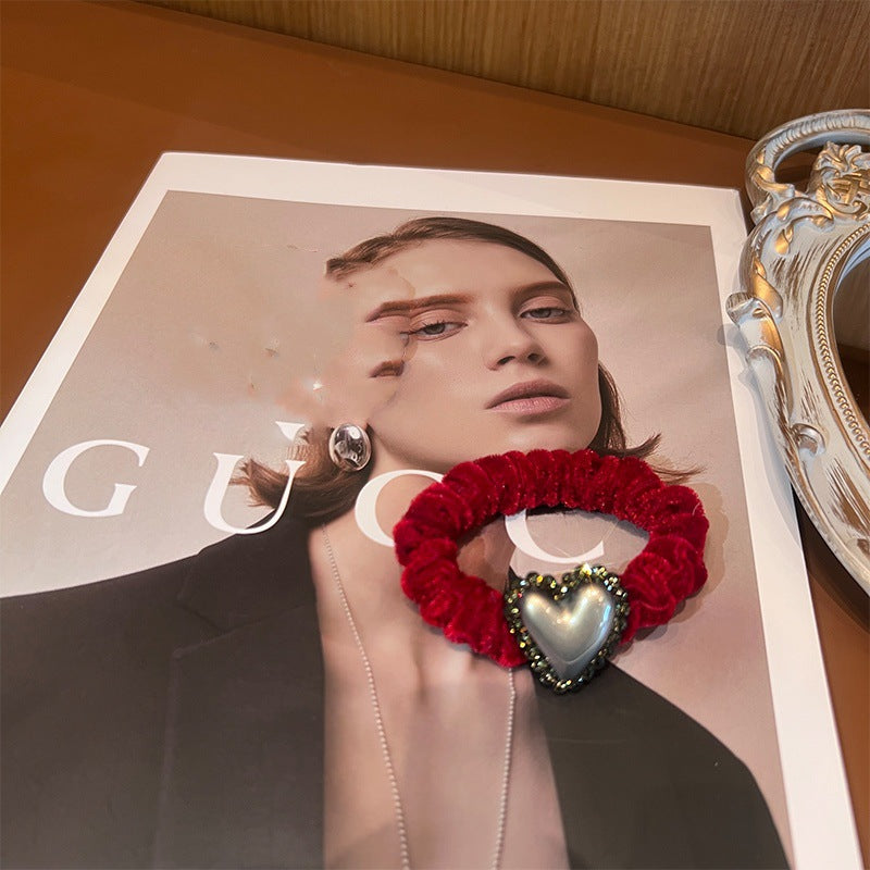 Wholesale Light Luxury Red Velvet Hair Scrunchies ACC-HS-Yint001