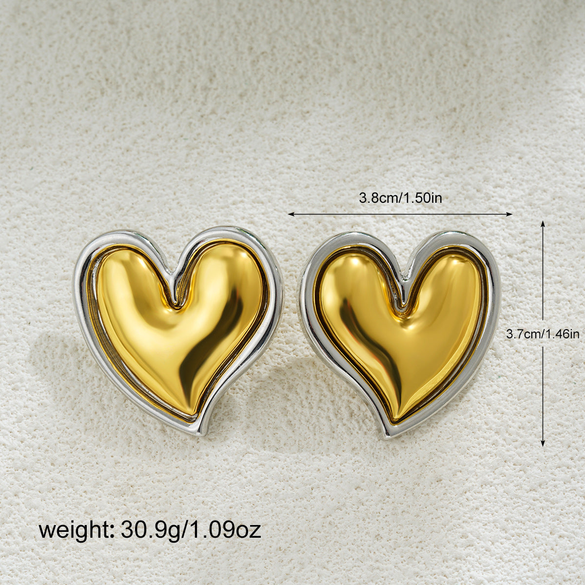 Wholesale 18K gold and silver two-color love earrings