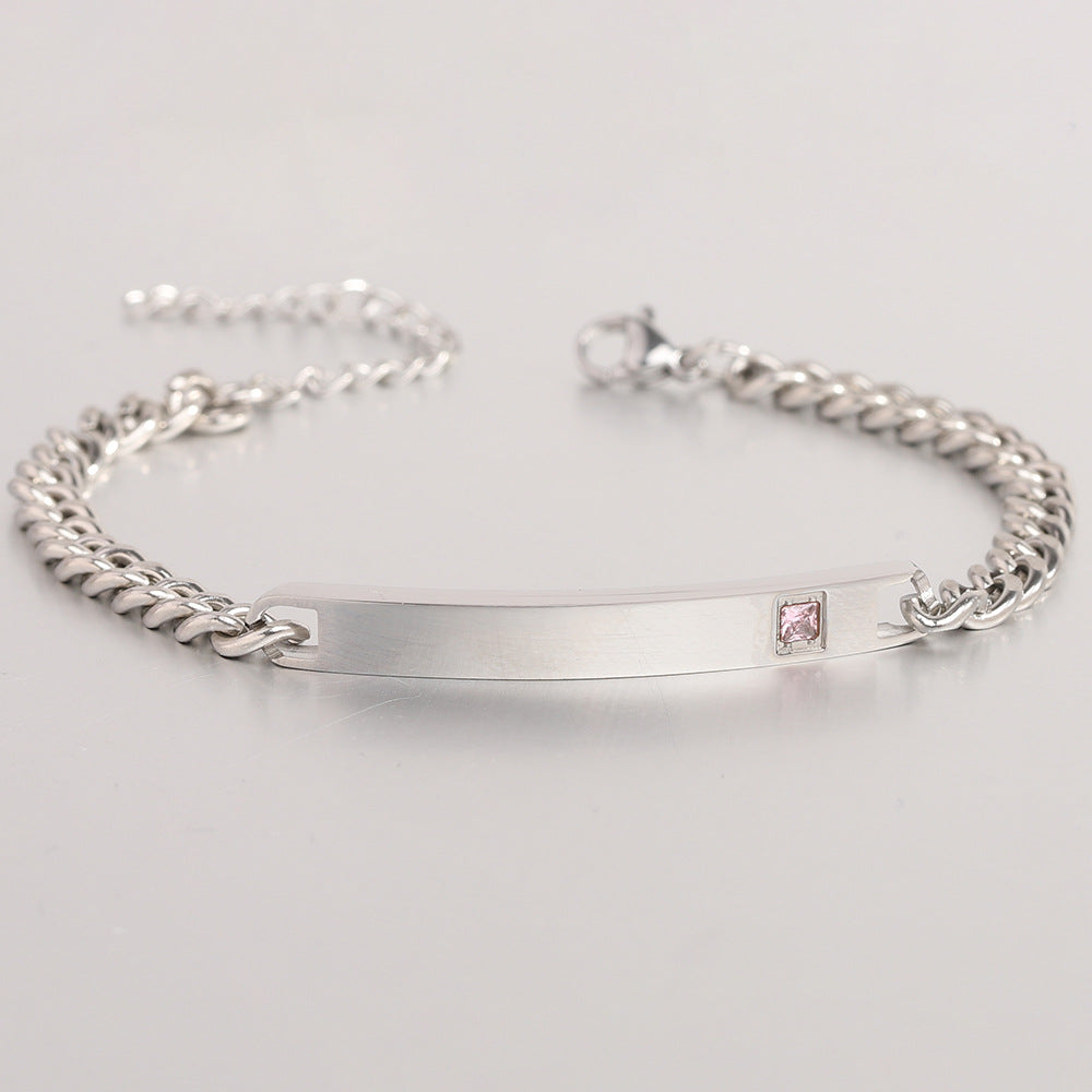 Wholesale  Titanium Steel Diamond Couple Bracelet