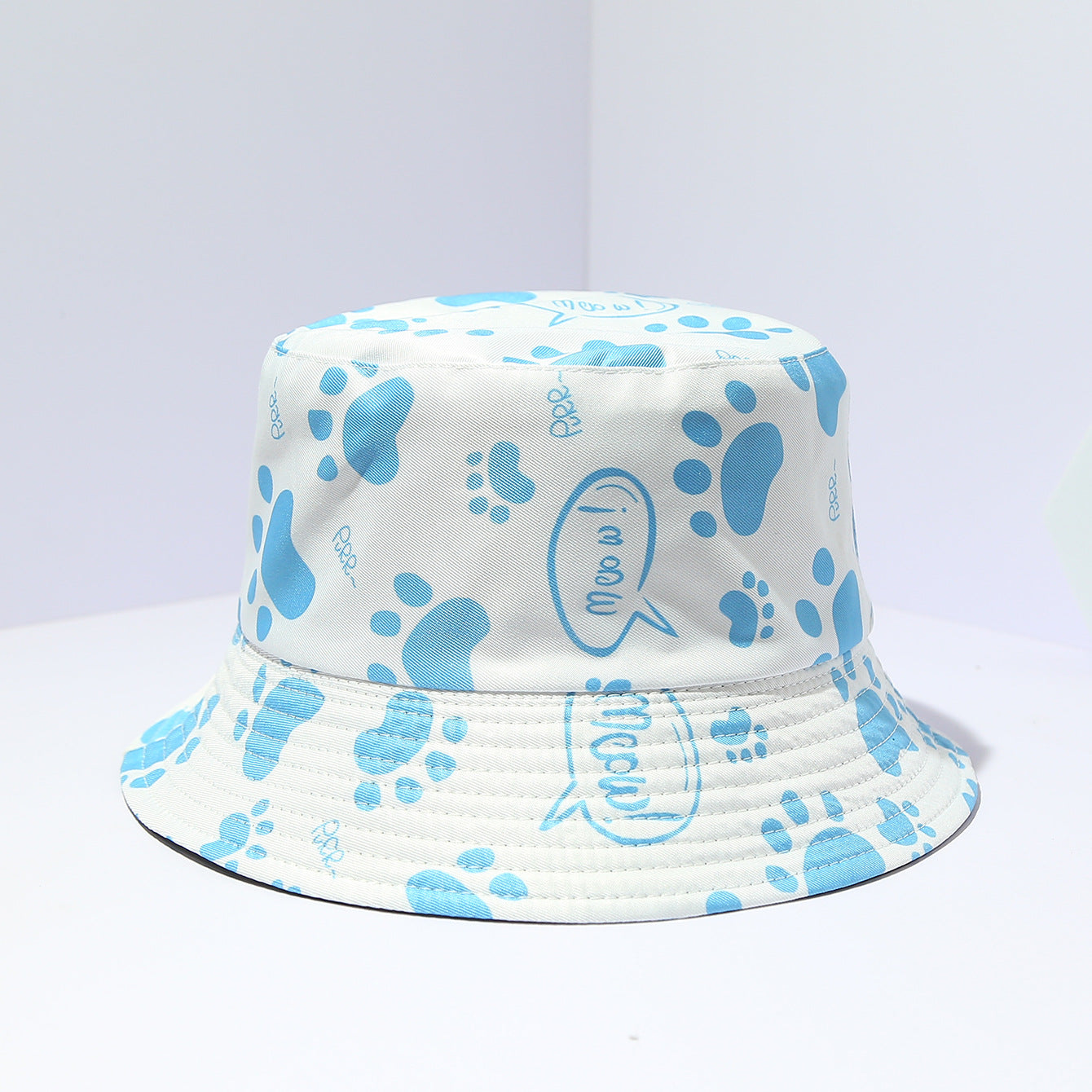 Wholesale Cat Paw Full Print Double Sided Bucket Hat Cute Flamingo ACC-HT-DaQi006